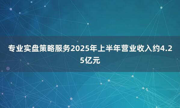 专业实盘策略服务2025年上半年营业收入约4.25亿元
